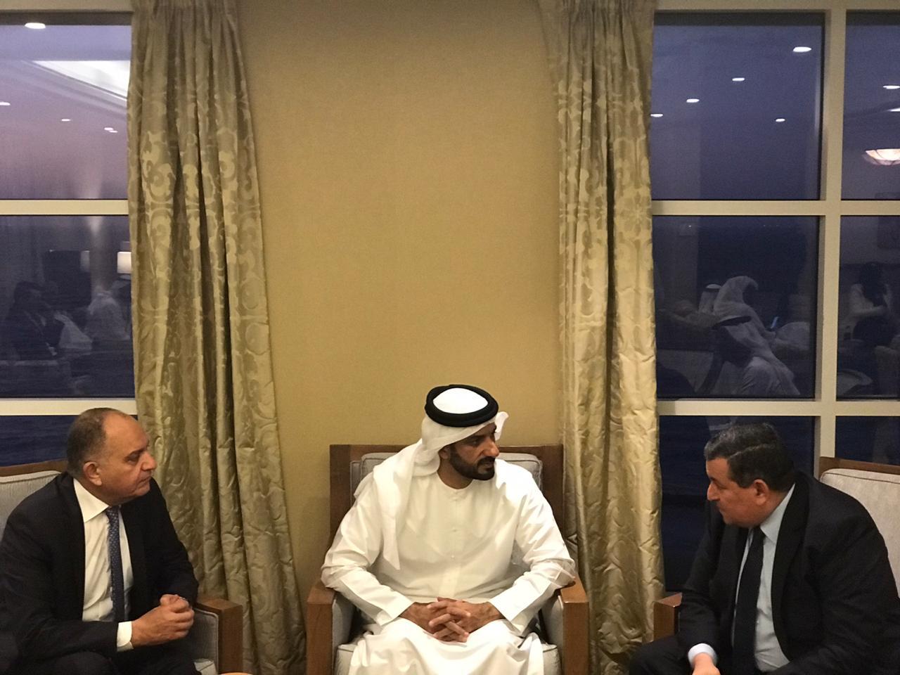 لقاء مع الشيخ سلطان بن أحمد القاسمى رئيس مجلس الشارقة للإعلام وأمجد العضايلة وزير الدولة لشؤون الإعلام الأردنى على هامش منتدى الشارقة للاتصال الحكومى 2020