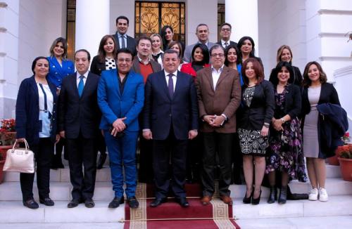 لقاء مع عدد من إعلاميي التلفزيون المصرى بمقر وزارة الدولة للإعلام عام 2020