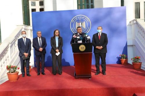 مؤتمر صحفى بمقر وزارة الدولة للإعلام مع مجموعة من الوزراء حول تداعيات أزمة كورونا عام 2020